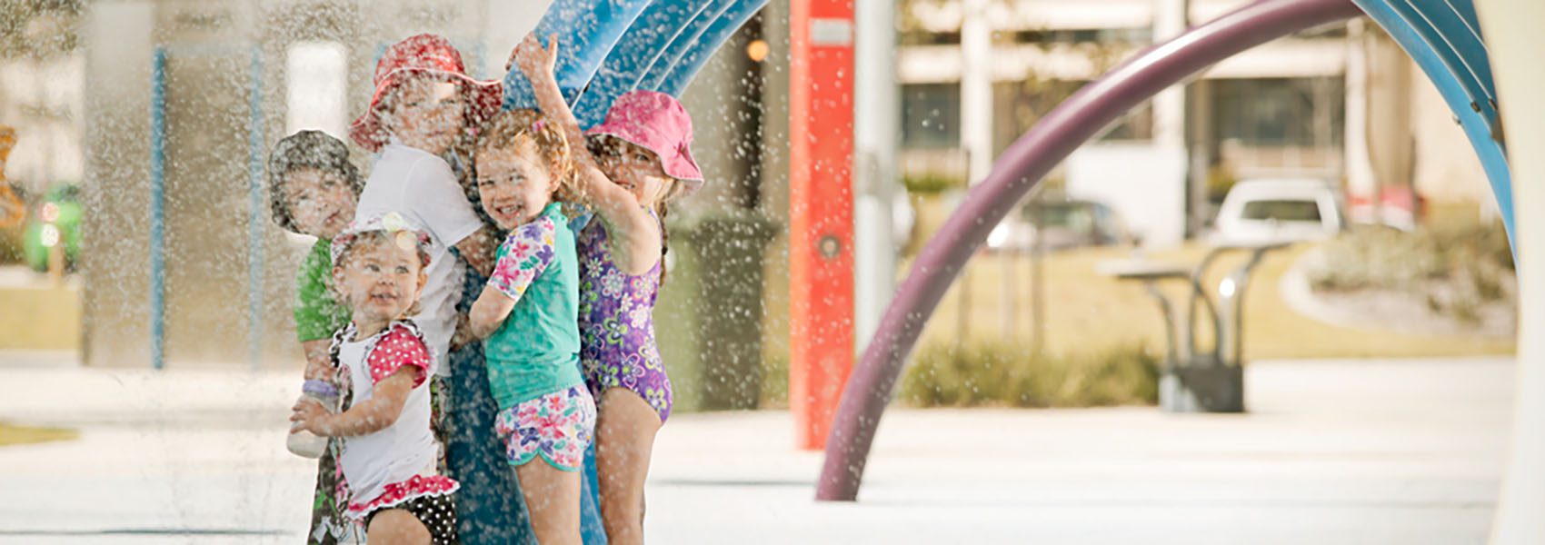 Rainbow Waters is a free water park in Ellenbrook in Perth's northern suburbs